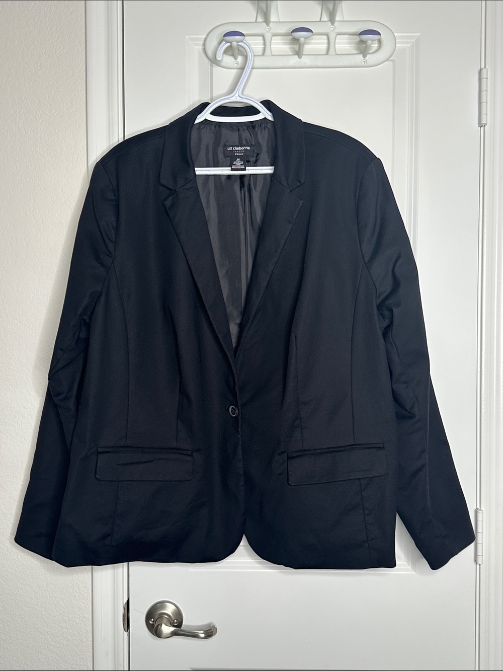 Liz Claiborne Black Single-Button Notch Lapel Blazer